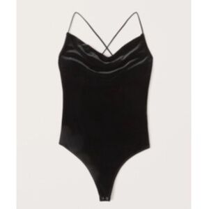 Abercrombie & Fitch Black Velvet Cowlneck Bodysuit